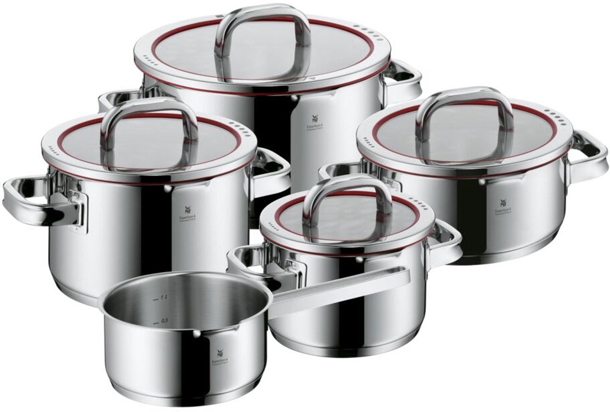 WMF Funktion4 - Pfannenset - 5-teilig - induktionsgeeignet - Edelstahl - mit Deckel