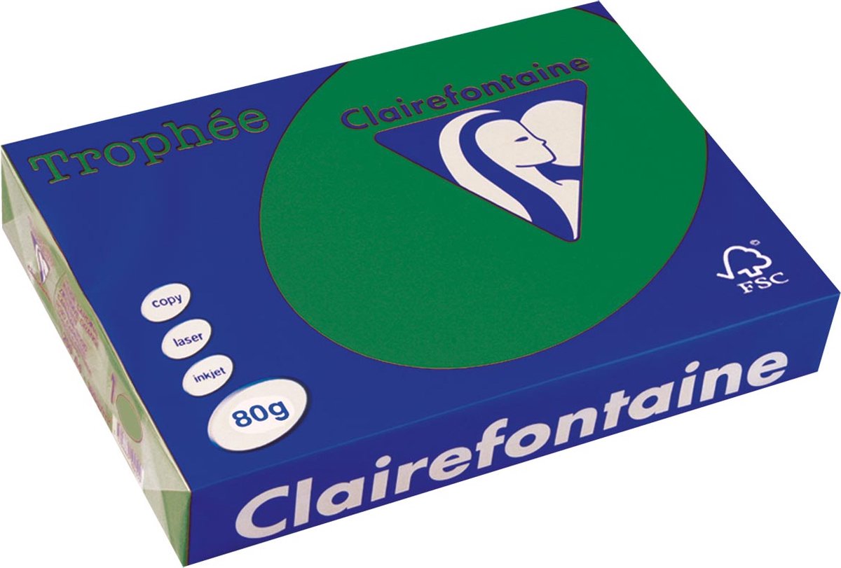 Clairefontaine Trophäe intensiv, farbiges Papier, A4, 80 g, 500 Blatt, Kieferngrün