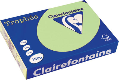 Clairefontaine Trophäe Pastell, farbiges Papier, A4, 160 g, 250 Blatt, grün
