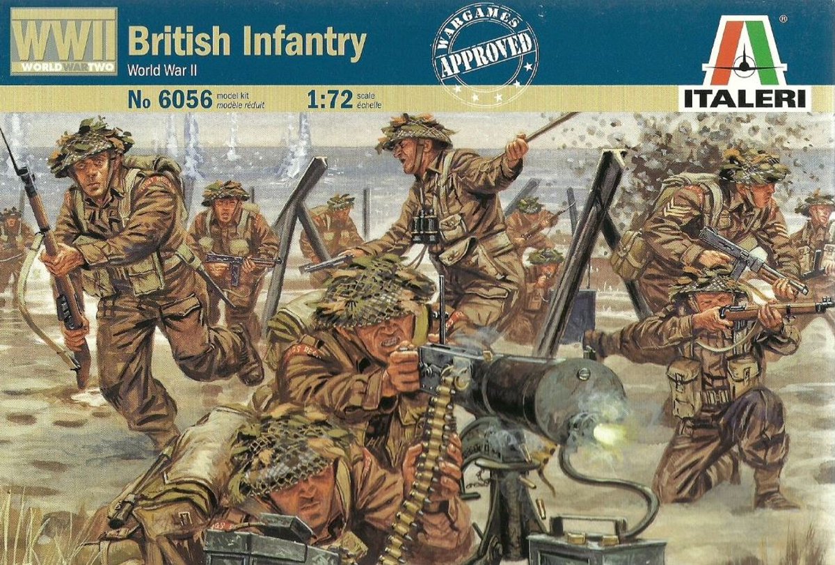 Italeri Modellbausatz Militärfahrzeuge – 6056 britische Infanterie – britische Soldaten Wwii – 50 Figuren aus Kunststoff – 1:72 – Modellbau