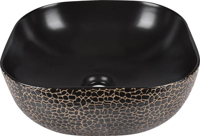 Differnz Safari Waschbecken 41,5x41,5x14cm Keramik Schlange schwarz gold