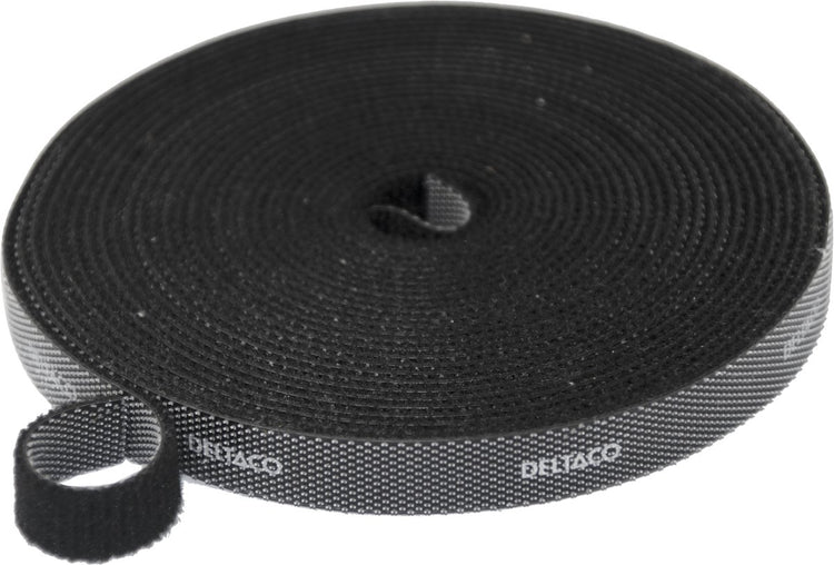 Deltaco cm05s Kabelbinder mit Klettverschluss – 10 mm x 5 m – schwarz