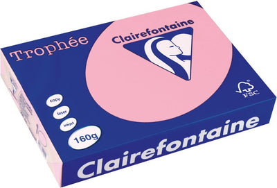 Clairefontaine Trophäe Pastell, farbiges Papier, A4, 160 g, 250 Blatt, rosa