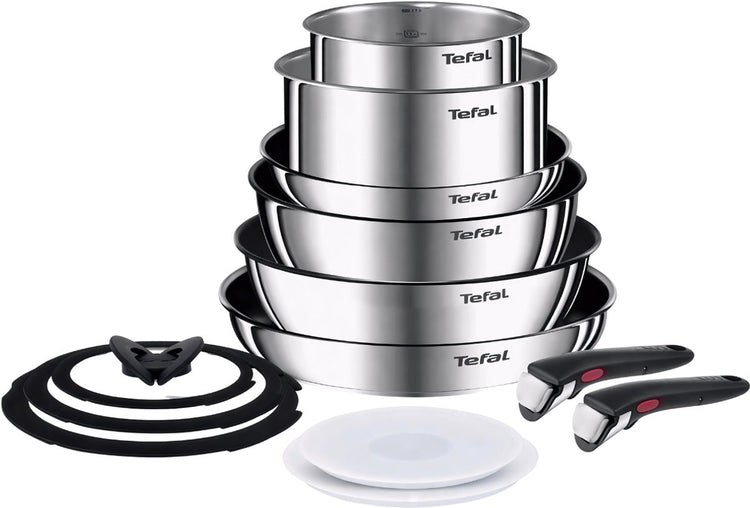 Tefal Ingenio Emotion Pfannenset – 13-teilig – Induktionspfannenset – inklusive Deckel – Edelstahl – stapelbar – für alle Herdarten geeignet