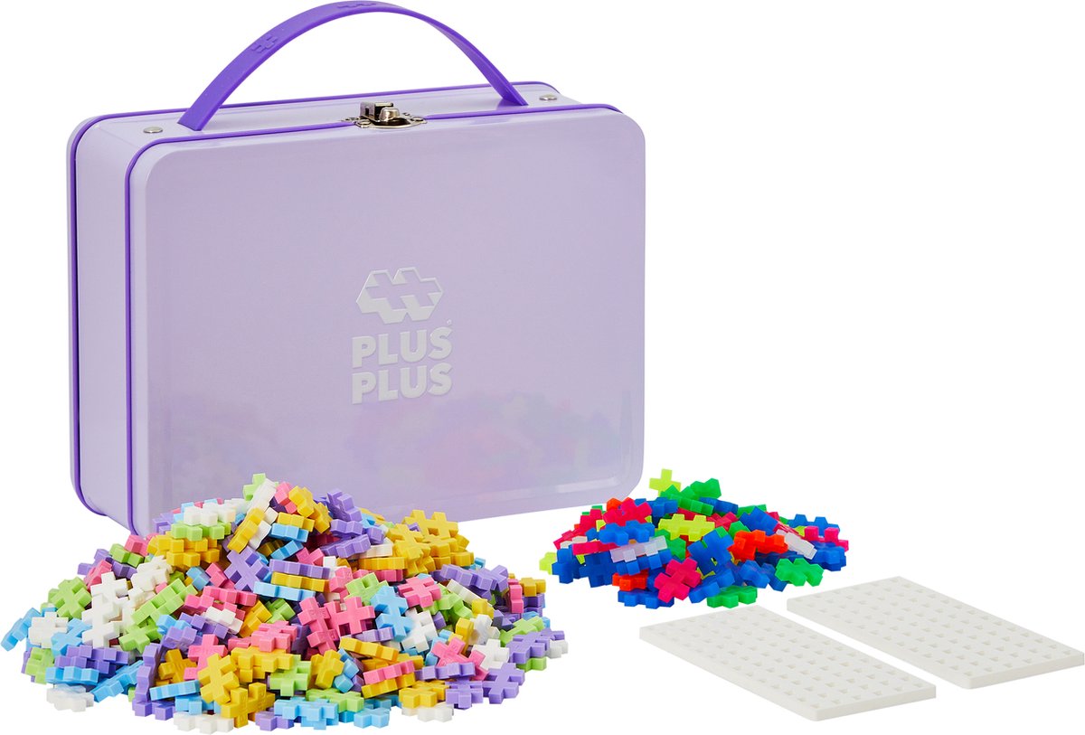 Plus-Plus Basic Reisekoffer Pastell 600-teiliges Bauset Pastell Flieder Lila – 7003 – Bauspielzeug – Konstruktionsspielzeug – Set mit Bausteinen – ab 5 Jahren