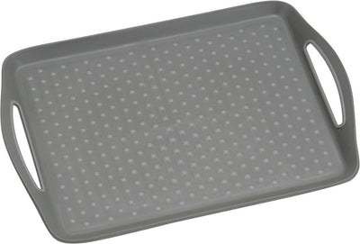 Kesper rechteckiges Tablett – Anti-Rutsch-Tablett – tiefes Tablett mit Anti-Rutsch – mit Griffen – 45,5 x 32 x 4,5 cm – Farbe: Grau
