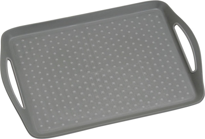 Kesper rechteckiges Tablett – Anti-Rutsch-Tablett – tiefes Tablett mit Anti-Rutsch – mit Griffen – 45,5 x 32 x 4,5 cm – Farbe: Grau