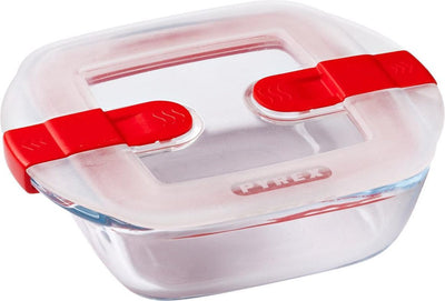 Pyrex Cook Heat Lebensmittelbehälter quadratisch – inklusive Deckel – Borosilikatglas – 14 x 12 cm – transparent
