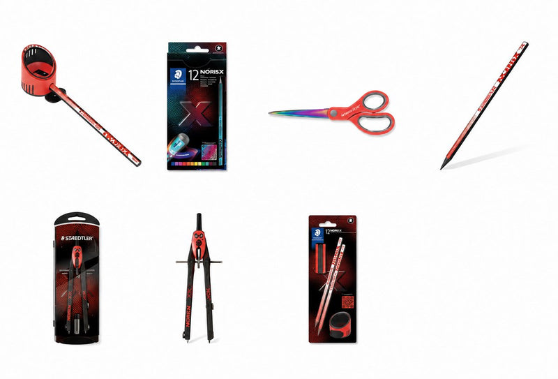 Staedtler Noris Back to School – Schulset – Bleistifte, Buntstifte, Zirkel und Schere – Korallenrot