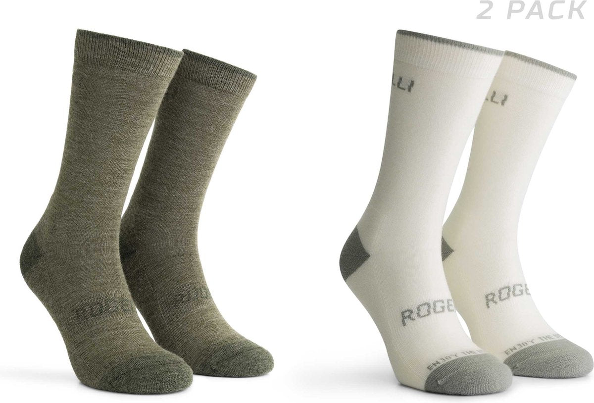 Rogelli Radsocken aus Merinowolle – 2er-Pack – Grün Taupe – 36 39