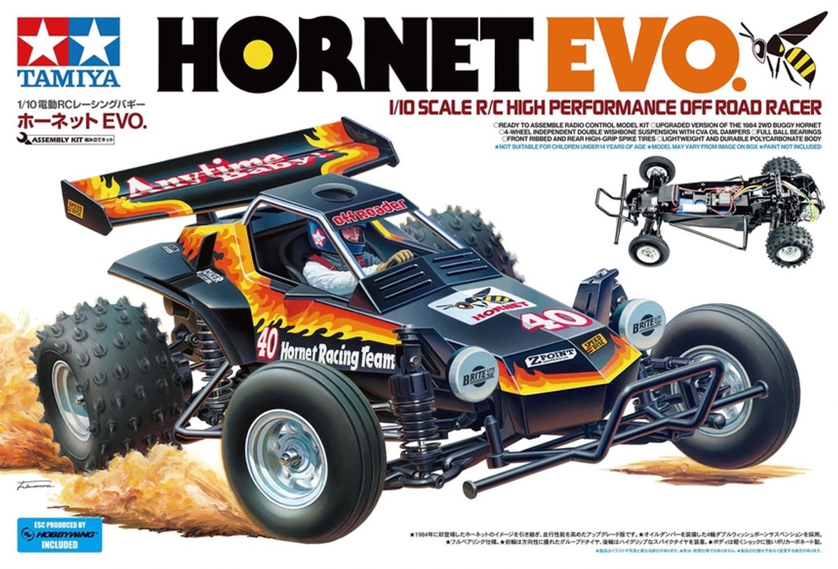 Tamiya Modellbausatz Militärfahrzeuge – 58742 RC Buggy – Hornet Evo. - Hochleistungs-Offroad-RR-RC-Kunststoff - 1:10 - Modellbau