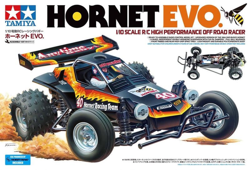 Tamiya Modellbausatz Militärfahrzeuge – 58742 RC Buggy – Hornet Evo. - Hochleistungs-Offroad-RR-RC-Kunststoff - 1:10 - Modellbau