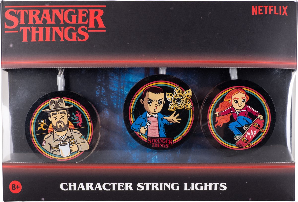 Mad Monkey Stranger Things – Lichterkette – mit Figuren – 9 Lichter – 3,15 Meter lang – USB-C