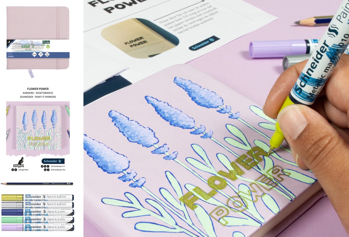 Schneider Stationery Schneider Workshop-Paket – Flower-Power-Zeichnung – inklusive Zubehör – doc-ws-paksp10
