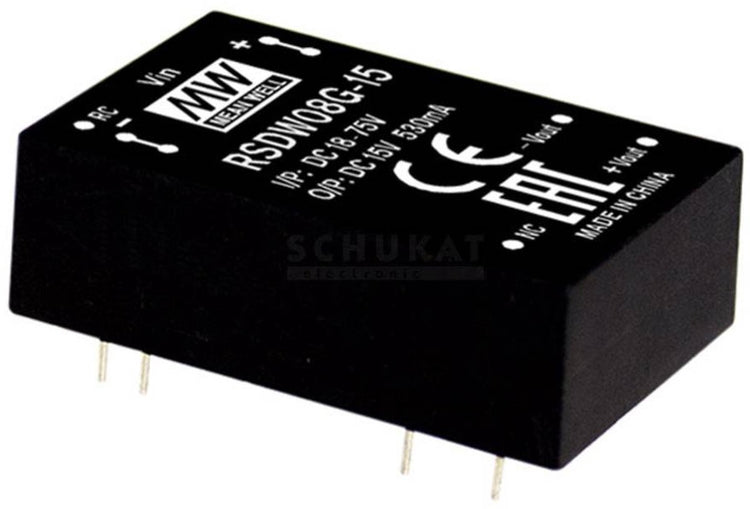MW Mean Well RSDW08F-12 DC DC Konverter Modul 666 MA 8 W Anzahl Ausgänge: 1 x Inhalt 1 Stück(e)