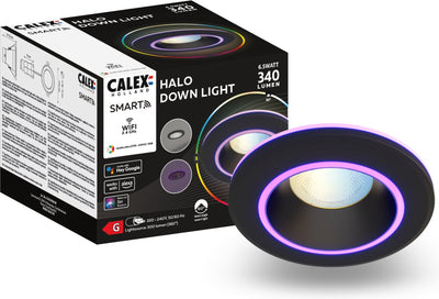 Calex Halo Smart Einbaustrahler – Smart Downlight – RGB und warmweißes Licht – Schwarz