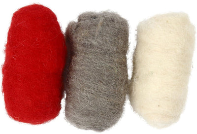 Creativ Company kardierte Wolle, Rot-Weiß-Harmonie, 3x10 gr 1 Box