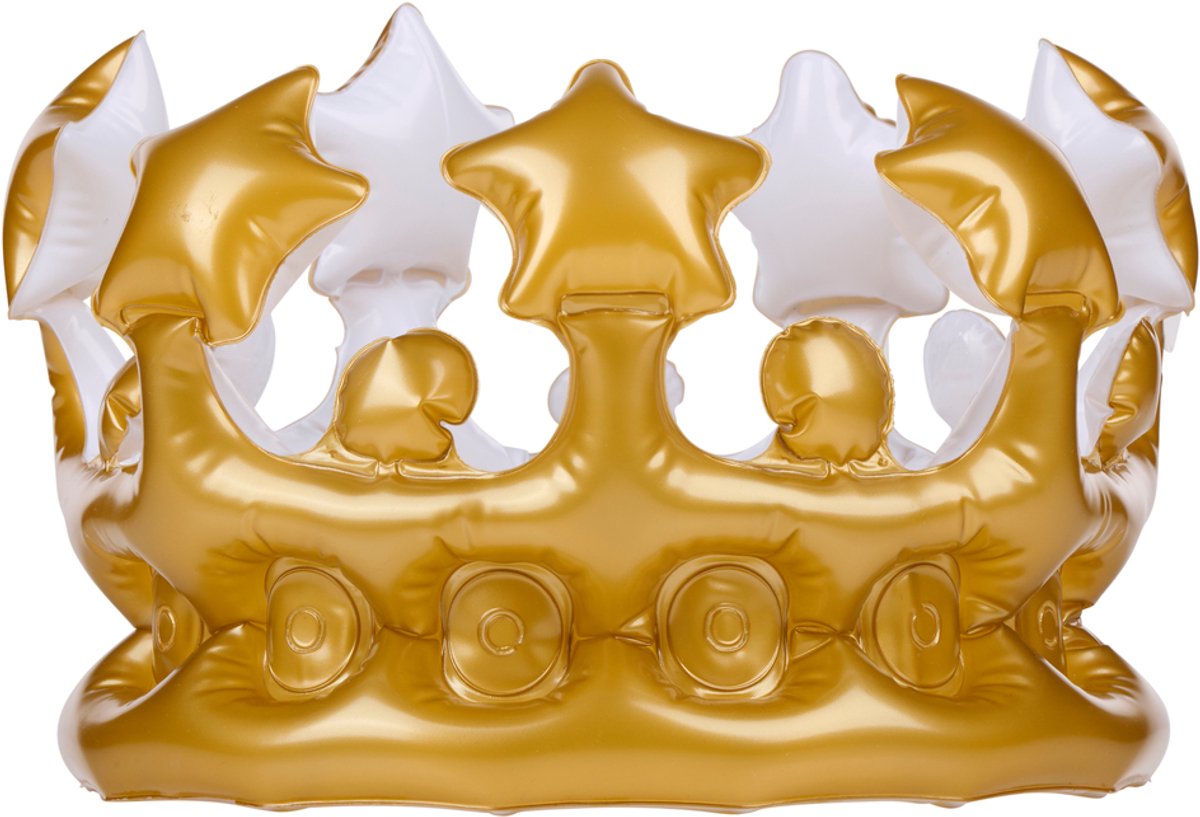 Party Casa Partykrone aufblasbar – King Dress Up Accessoire – Kopfaccessoire für Party und Geburtstag – Gold