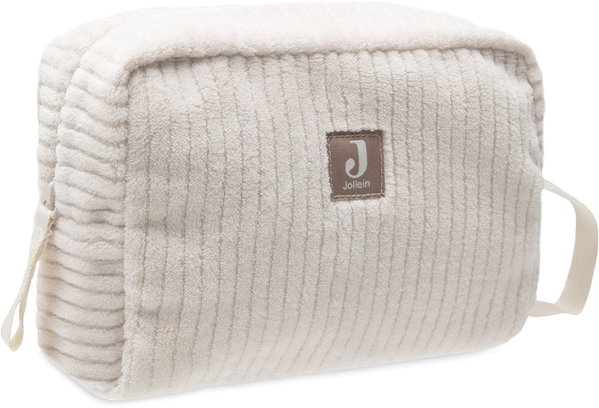 Jollein Windeletui – Cloudy Rib – Baby-Kulturbeutel – 21 x 14 cm – Haferflocken