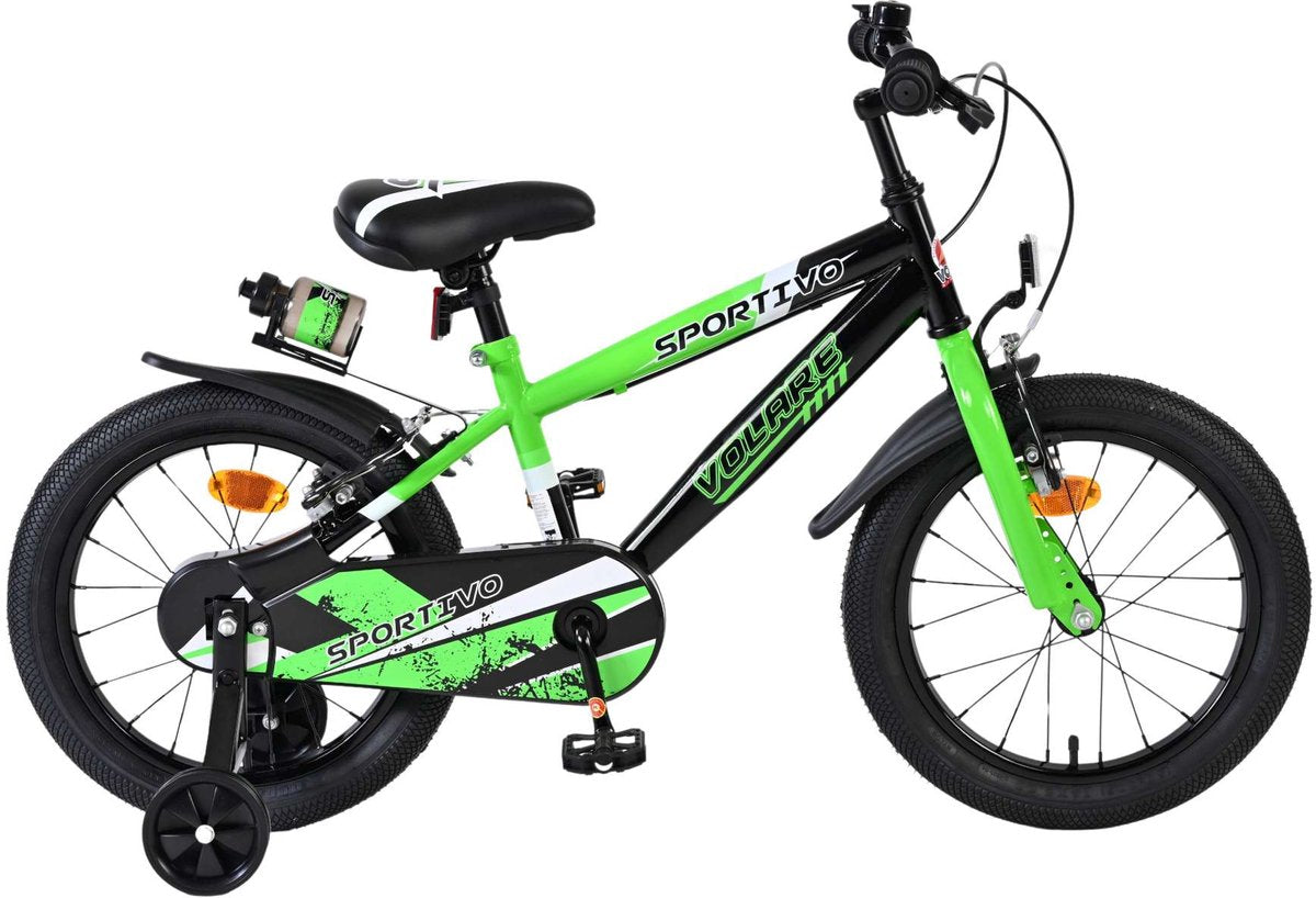 Volare Sportivo Kinderbike Jungen 16 Zoll grüne schwarze zwei Handbremsen