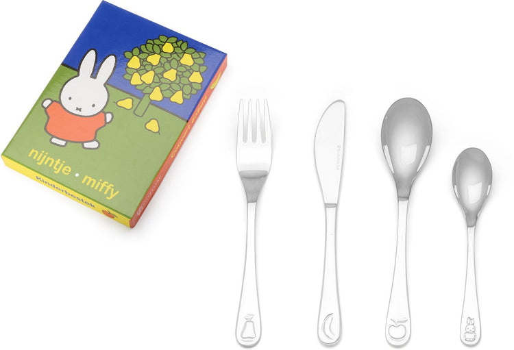 Zilverstad - Kinderbesteck Miffy Fruit 4-teiliges Set aus Edelstahl 18 10