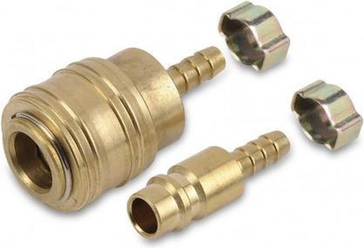 Powerplus powair0265 Kompressorkupplungen – Schnellkupplung mit 2 Ringen – männlicher und weiblicher Euro-Schlauchanschluss