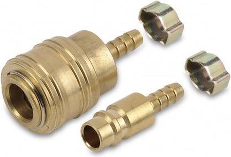 Powerplus powair0265 Kompressorkupplungen – Schnellkupplung mit 2 Ringen – männlicher und weiblicher Euro-Schlauchanschluss