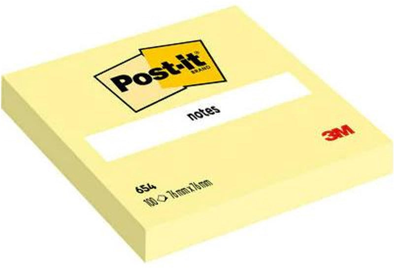 Selbstklebende Haftnotizen Post-it 654-cy 76x76mm einfarbig gelb