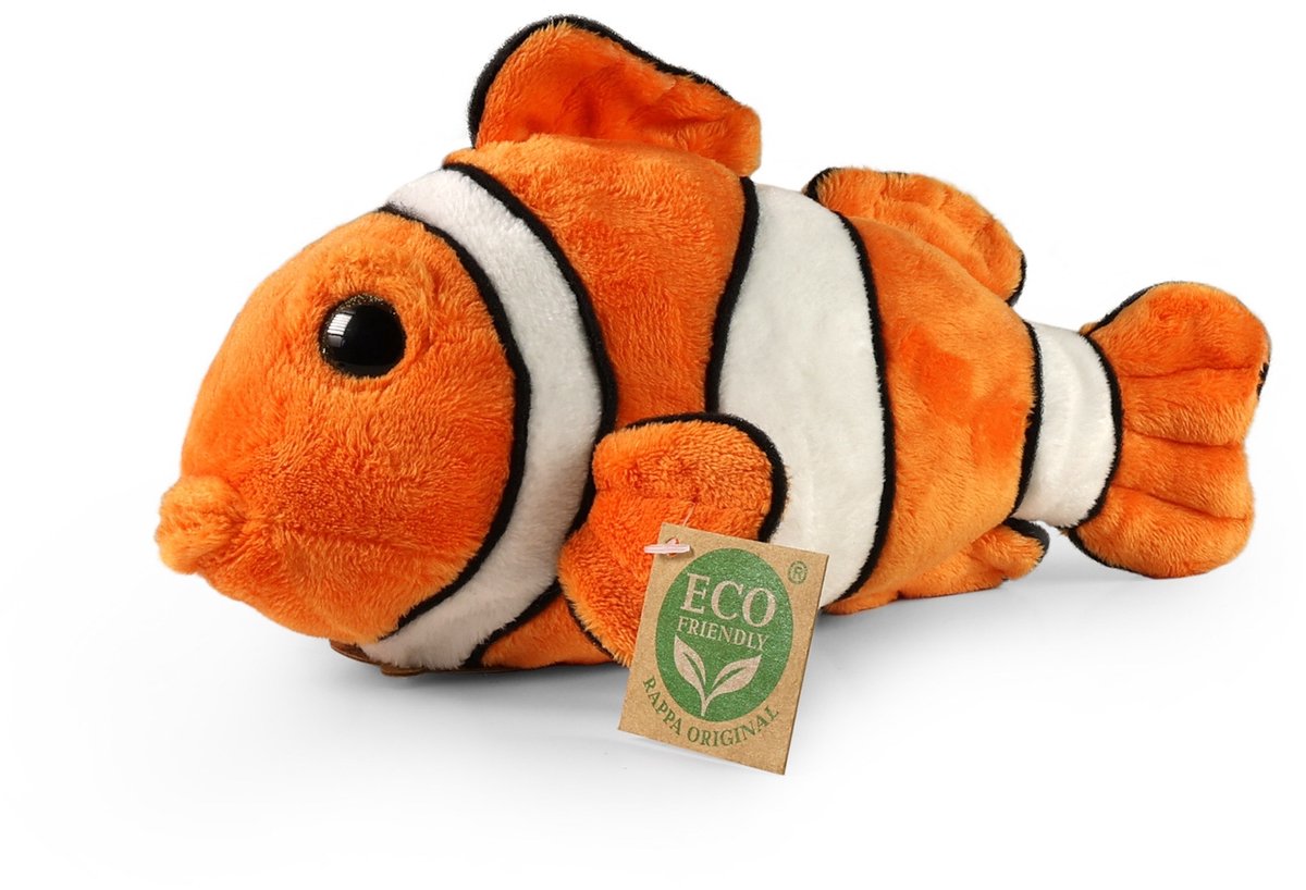 Rappa Öko-Kuscheltier Clownfisch Nemo 25 cm – realistisches Kuscheltier aus recycelten PET-Flaschen – Orange, Weiß