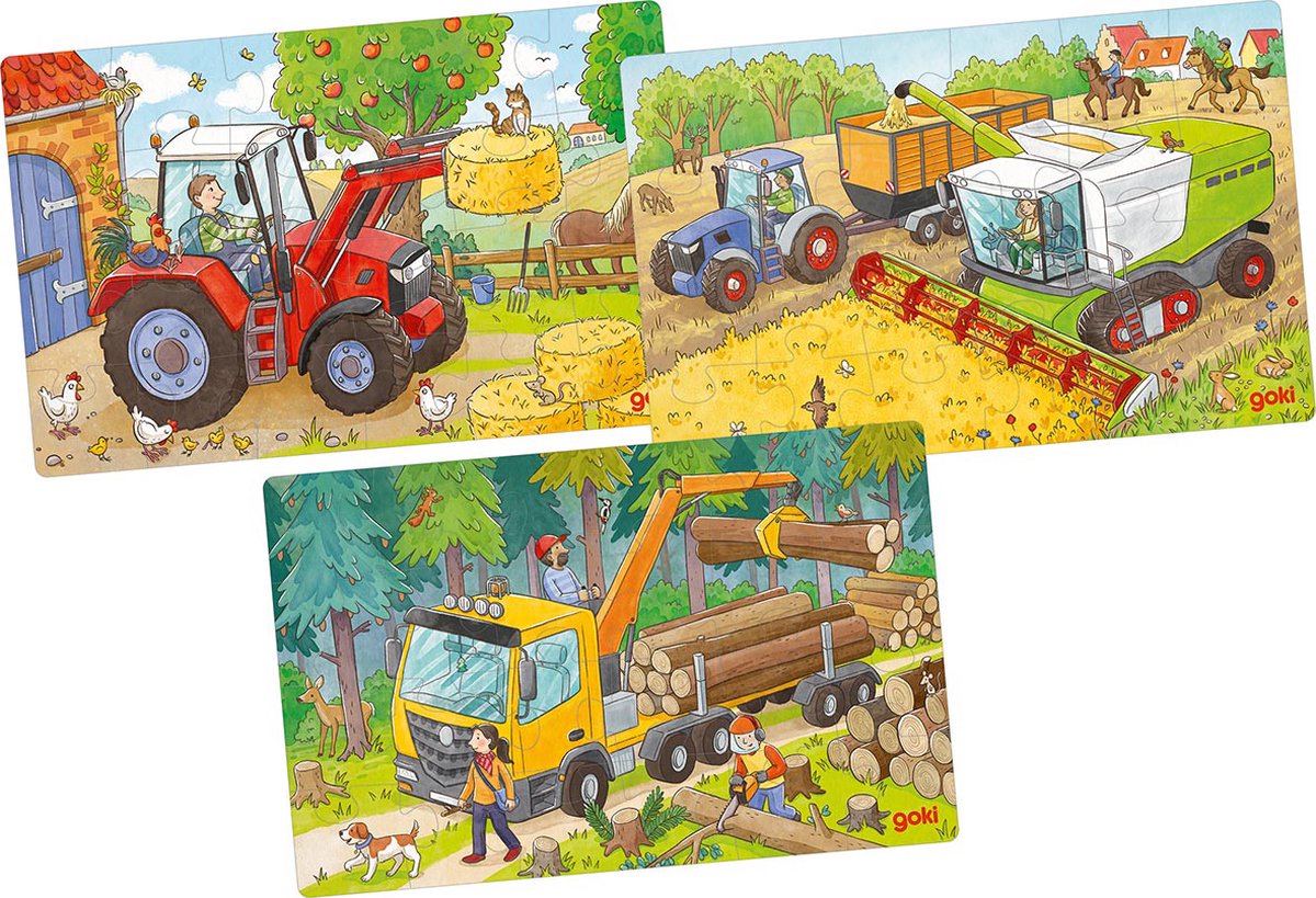 Goki Holzbein -Puzzle -Fahrzeuge von 3 3