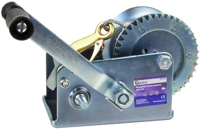 Geko Handwinde – 1150 kg – 10 m Stahlseil – Doppelgetriebe – Handbremse