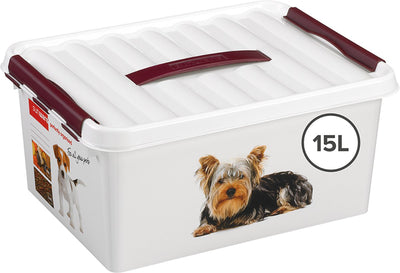 Sunware q-line Haustier-Aufbewahrungsbox 15 l – 40 x 30 x 18 cm – weiß rot