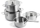 Kitchenaid Edelstahl-Topfset 7-teilig – 16 20 24 cm – 1,5 3,1 4,8 l – PFAS-frei – Edelstahl-Pfannenset – Induktions-Pfannenset – ofenfest bis 220 °C – mit Glasdeckel – Silber