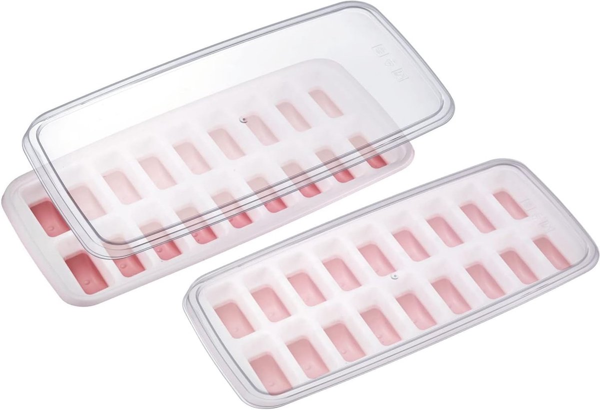 Westmark Luna Eiswürfelbereiter – Eiswürfelform mit Deckel, zur Herstellung von 18 kleinen, runden Eiswürfelkugeln, transparent rot weiß – Kunststoff, BPA-frei, 2