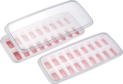 Westmark Luna Eiswürfelbereiter – Eiswürfelform mit Deckel, zur Herstellung von 18 kleinen, runden Eiswürfelkugeln, transparent rot weiß – Kunststoff, BPA-frei, 2