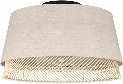 Eglo Tisch-Deckenleuchte - E27 - ø 38 cm - Natur|Braun|Schwarz - Textil