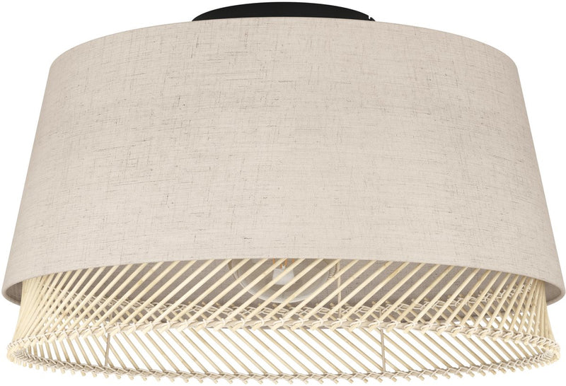 Eglo Tisch-Deckenleuchte - E27 - ø 38 cm - Natur|Braun|Schwarz - Textil