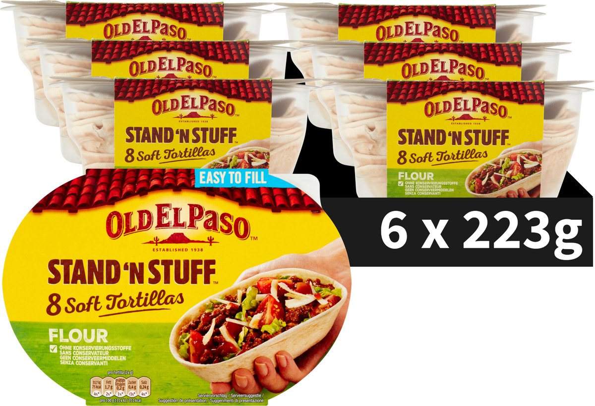 Old El Paso Stand 'n Stuff Tortilla Wrap – 6 x 8 Stück – mexikanischer Burrito – Wraps im Vorteilspack