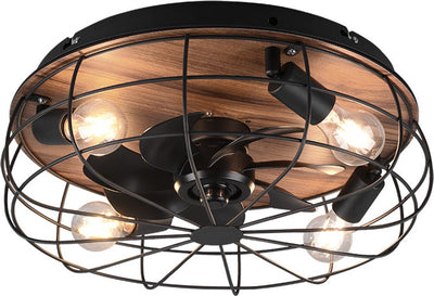 Rl Live Your Light Reality Trondheim – Ventilator – Schwarz matt – exkl. 4x E27 4W - Licht separat schaltbar - Fernbedienung - Deckenmontage - nicht für externen Dimmer geeignet - 3 Geschwindigkeitsstufen - Timer - Sommer- und Wintermodus