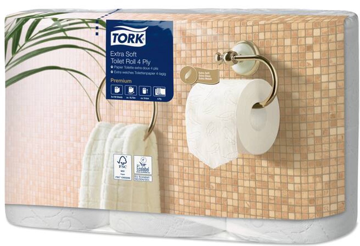 Tork 110406.1 extra weiches Toilettenpapier weiß 4-lagig 6 Rollen (110406.1)