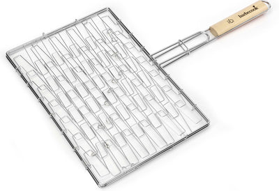 Barbecook – BBQ Klemmgitter – Grillrost Rechteck – elastischer BBQ-Grill – L410 x T290 x H20 mm (Grillfläche) – Stahl – Chrom – mit Griff