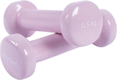 Hush Sport – Kurzhantel-Set 2 x 0,5 kg rosa – Vinyl-Beschichtung mit rutschfestem Griff – Gusseisen – praktisches Sechskant-Design – geeignet für Krafttraining und Fitness