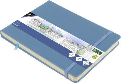 Kangaro-Skizzenbuch – A5 Querformat – Himmelblau – mit Gummiband und Band