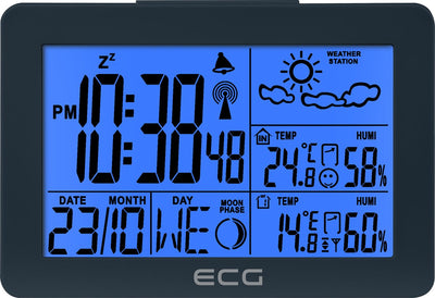 ECG MS 200 grau – Wetterstation – Innen- und Außentemperatur – HTN-LCD-Display – wasserdichter Außensensor – 3-Kanal-Sensor
