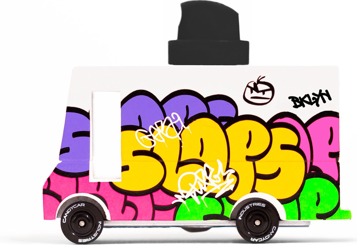 Candylab Toys Candycar Vans: Graffiti Black (A807) 8,4 x 4,1 x 6,5 cm, Holzdruckguss, in Geschenkbox, 3+