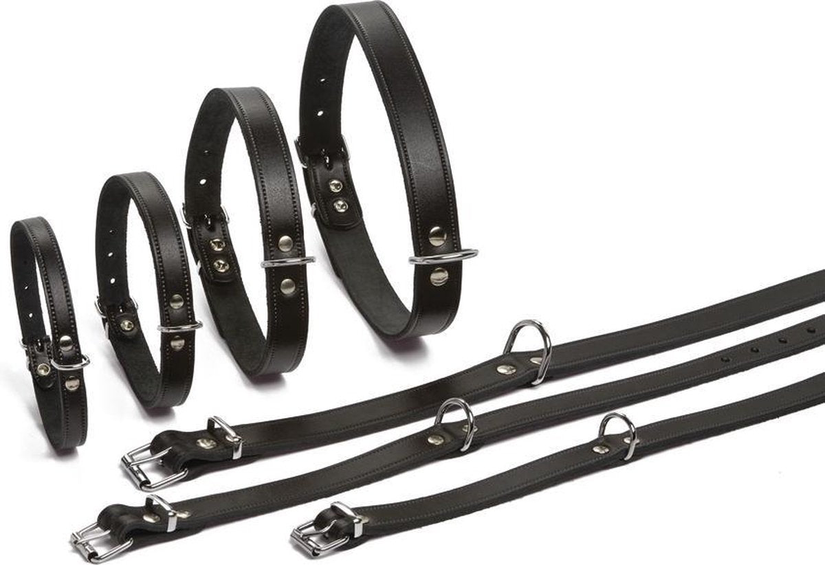 Beeztees - Hundehalsband - Leder - Schwarz - 32-37 cm x 16 mm