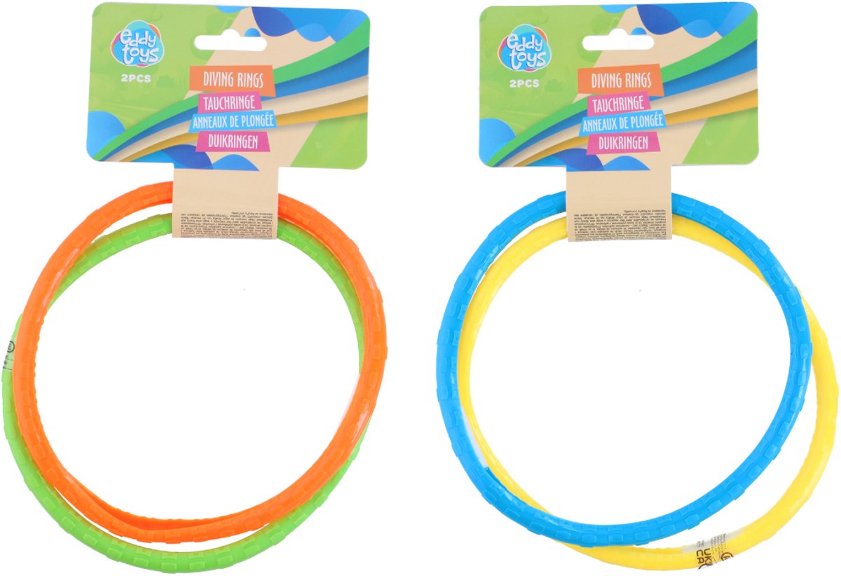 Eddy Toys Tauchringe 2 Stück – Schwimmspielzeug Tauchringe Kinder – Wasserspielzeug Tauchen – auffällige Farben – 1 zufällige Farbkombination