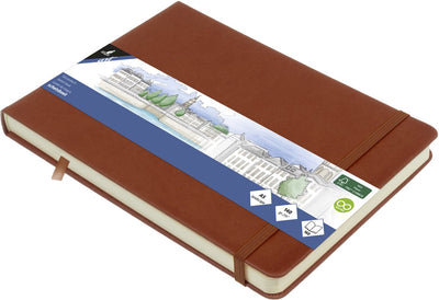 Kangaro Skizzenbuch A5 Querformat – Cognac – Hardcover – mit Gummiband und Band