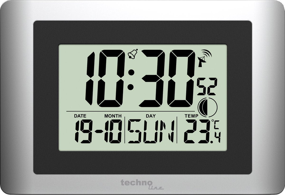 Technoline digitale Wanduhr ws 8028 220x150x56mm silber
