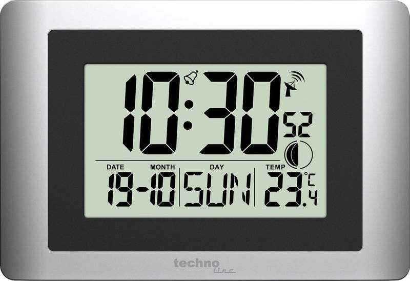 Technoline digitale Wanduhr ws 8028 220x150x56mm silber